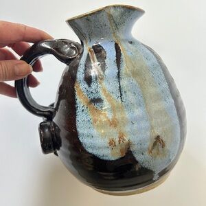 Handcrafted Ceramic Vase - Blue and Brown